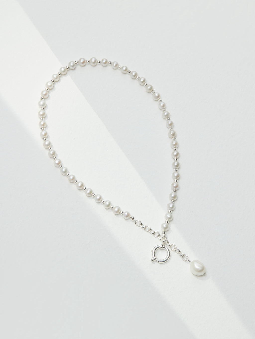 Baroque Pearl Drop Ring Clasp Choker Necklace