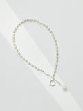 Baroque Pearl Drop Ring Clasp Choker Necklace