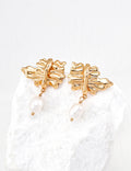 Molten Leaf Pearl Drop Earrings