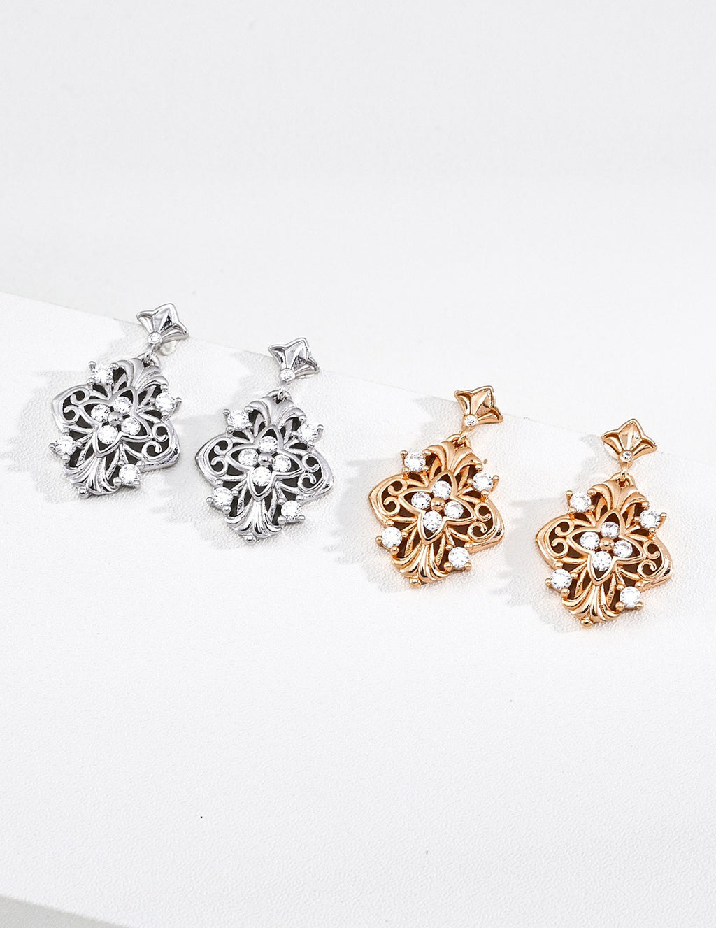 Four-Leaf Iris Drop Earrings