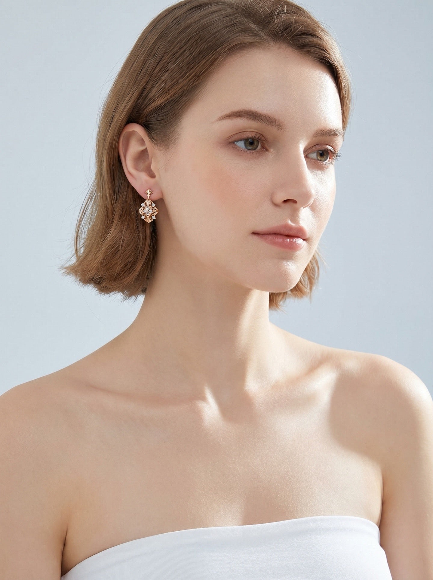 Four-Leaf Iris Drop Earrings