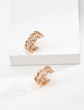 Botanical Leaf CZ Huggie Hoop Earrings