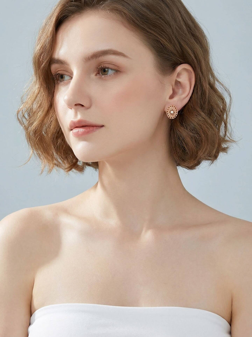 Oval Filigree CZ Stud Earrings