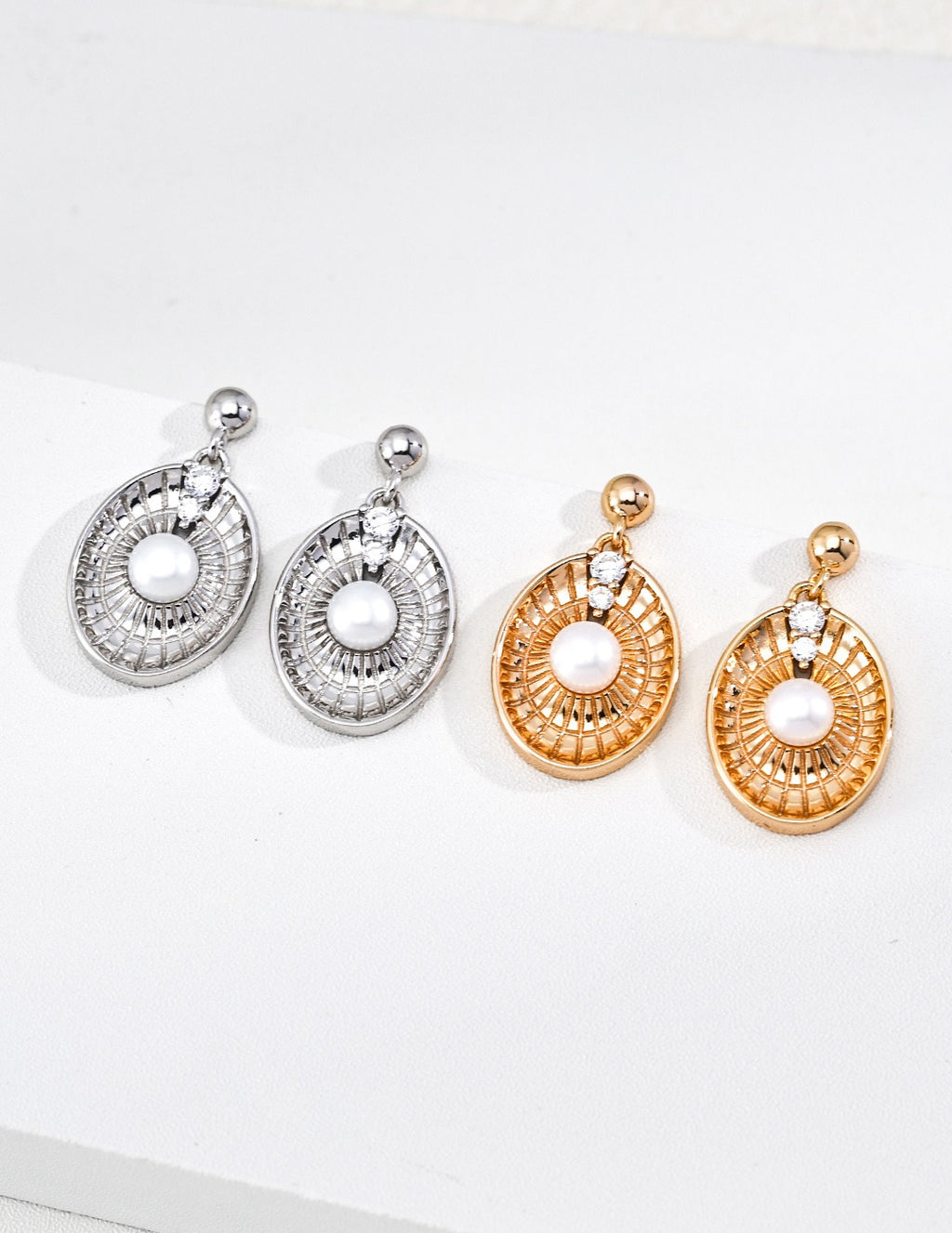 Sunburst Pearl Drop Earrings