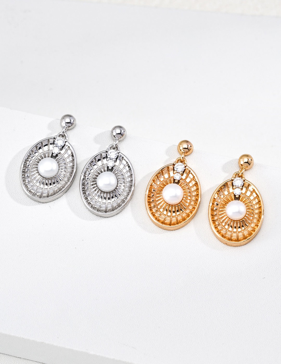 Sunburst Pearl Drop Earrings