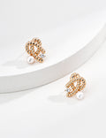 Twisted Rope Knot Pearl Stud Earrings