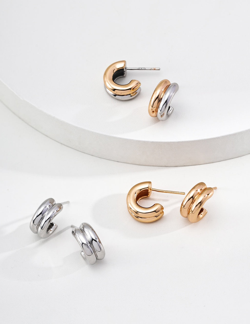 Dual Arc Hoop Earrings