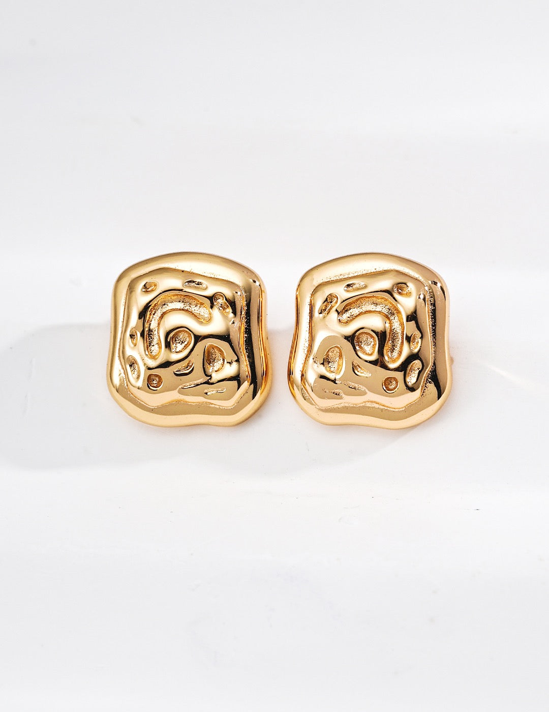 Molten Square Stud Earrings