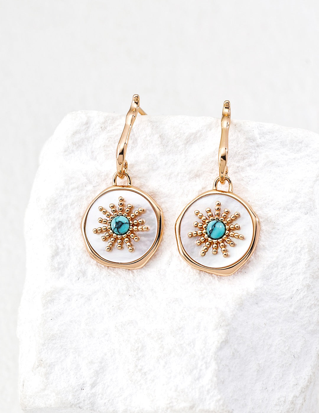 Soleil Turquoise Shell Drop Earrings