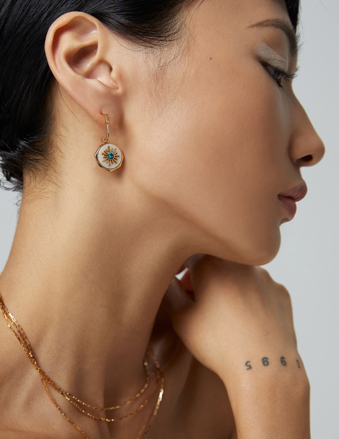 Soleil Turquoise Shell Drop Earrings