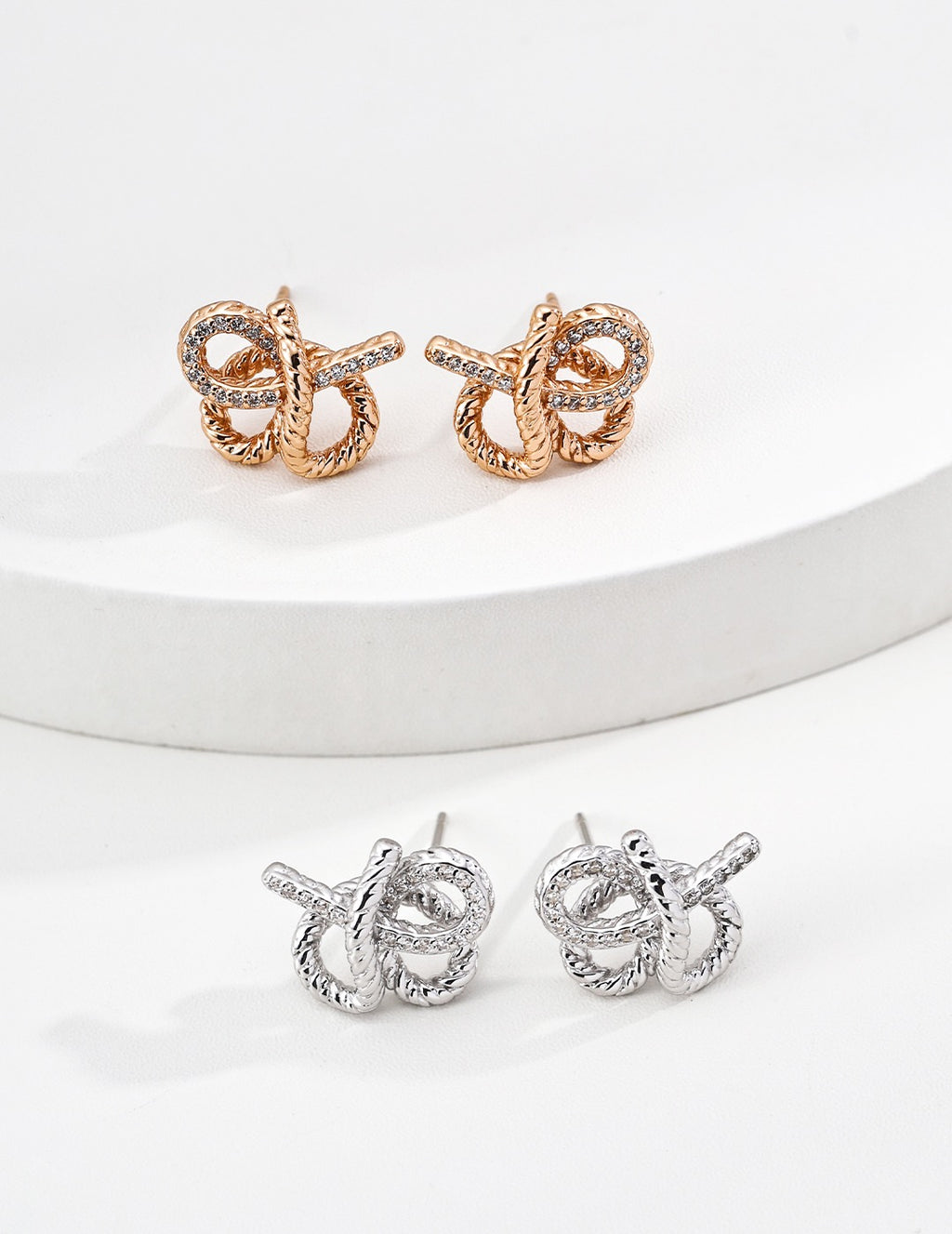Twisted Rope Knot Stud Earrings