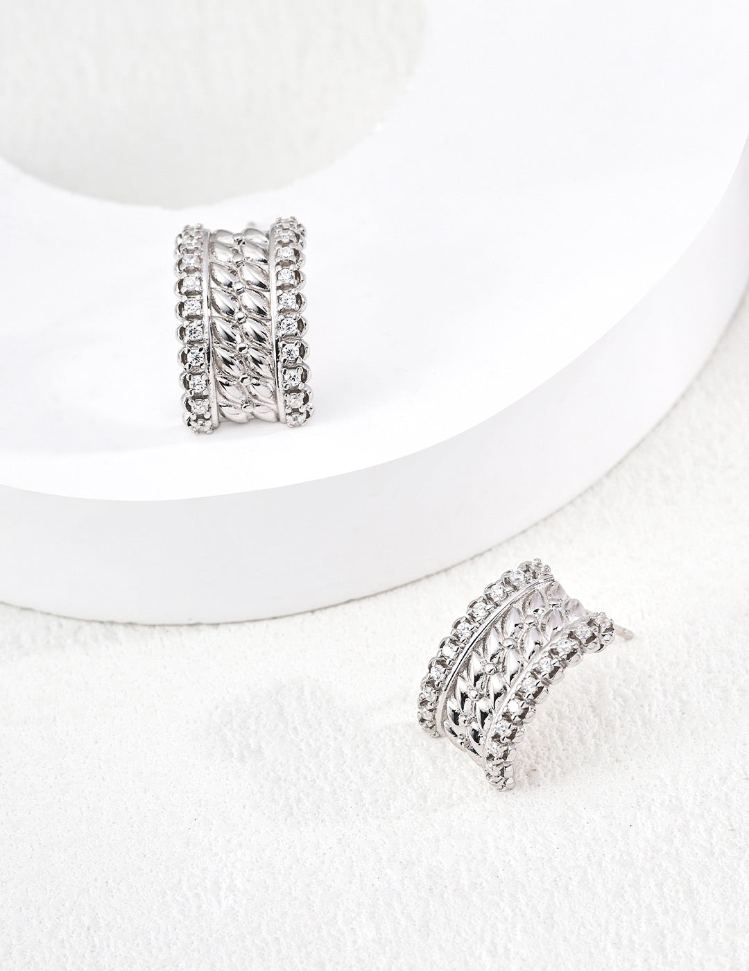 Multi-Row Twisted Rope Stud Earrings