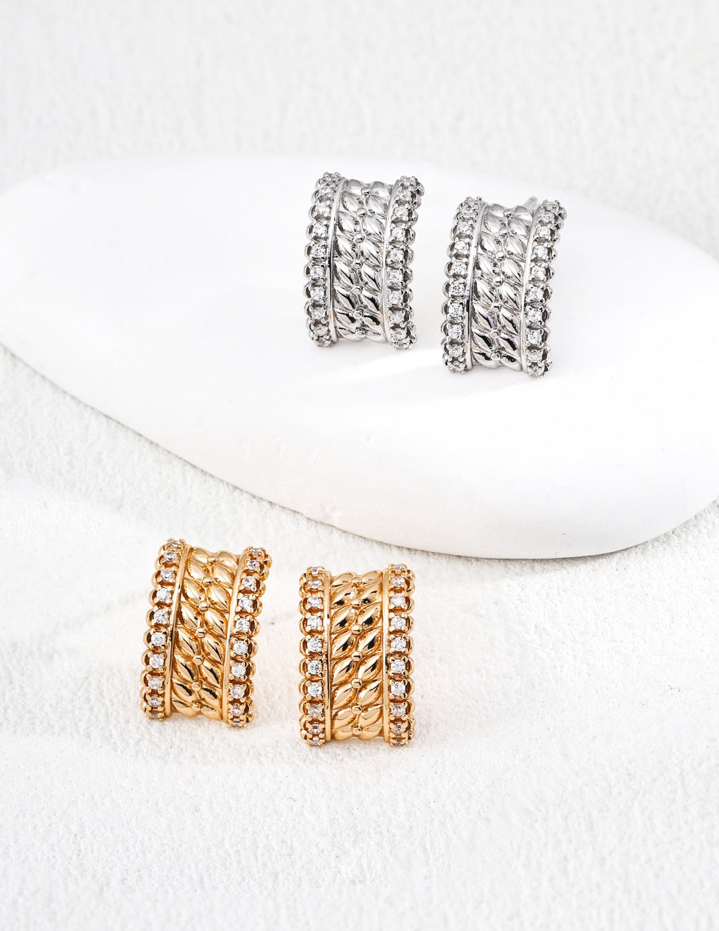 Multi-Row Twisted Rope Stud Earrings