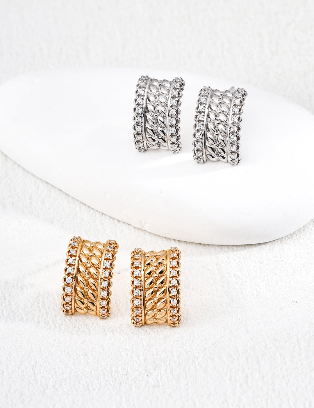 Multi-Row Twisted Rope Stud Earrings