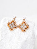 Pearl & Quatrefoil Clover Drop Earrings