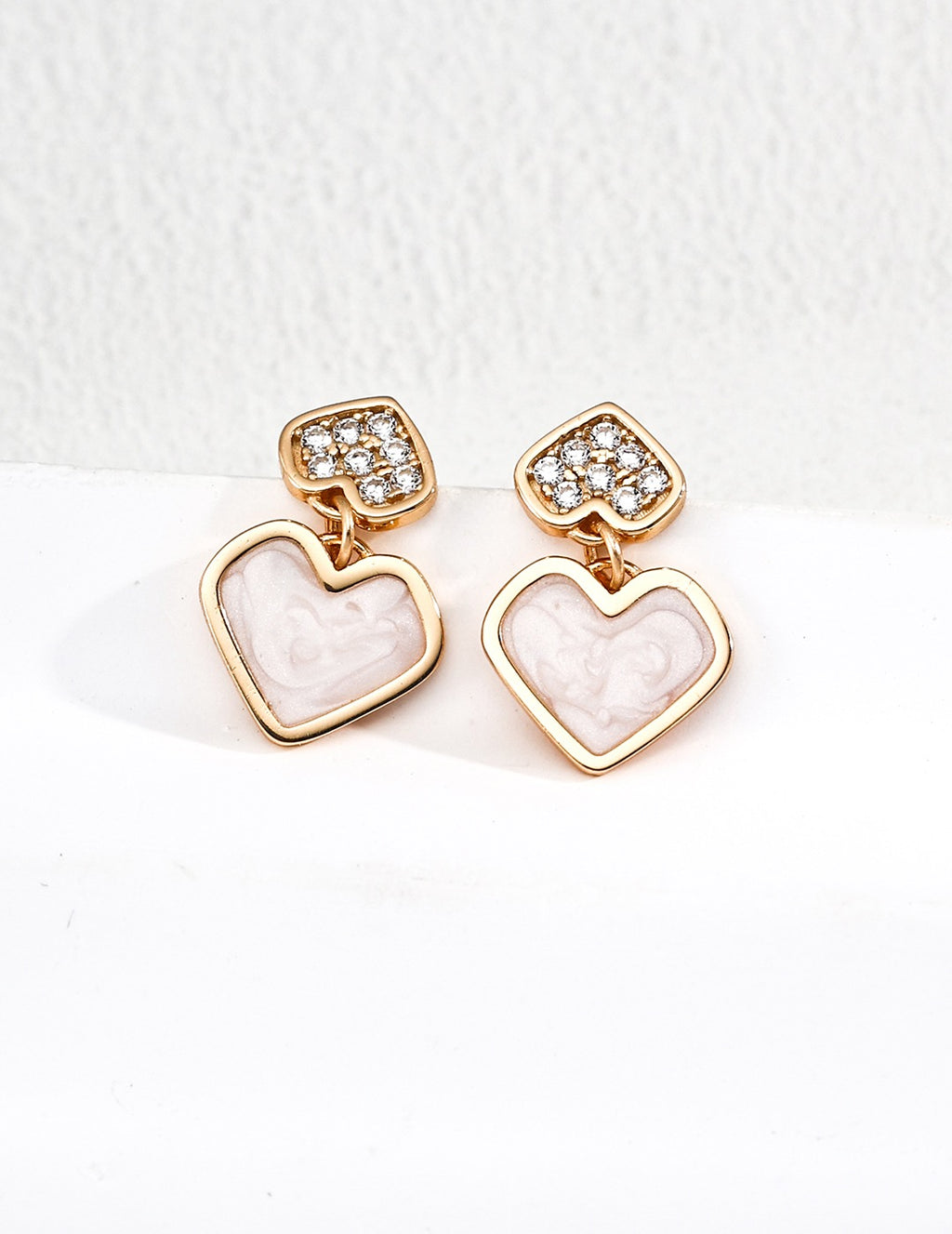 Enamel Heart Drop Earrings
