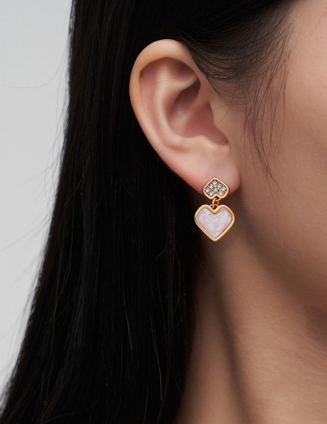 Enamel Heart Drop Earrings