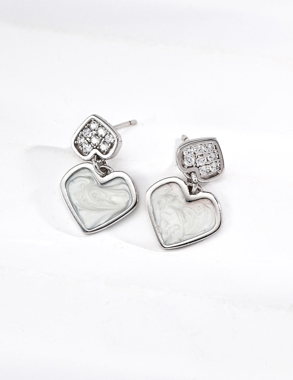 Enamel Heart Drop Earrings