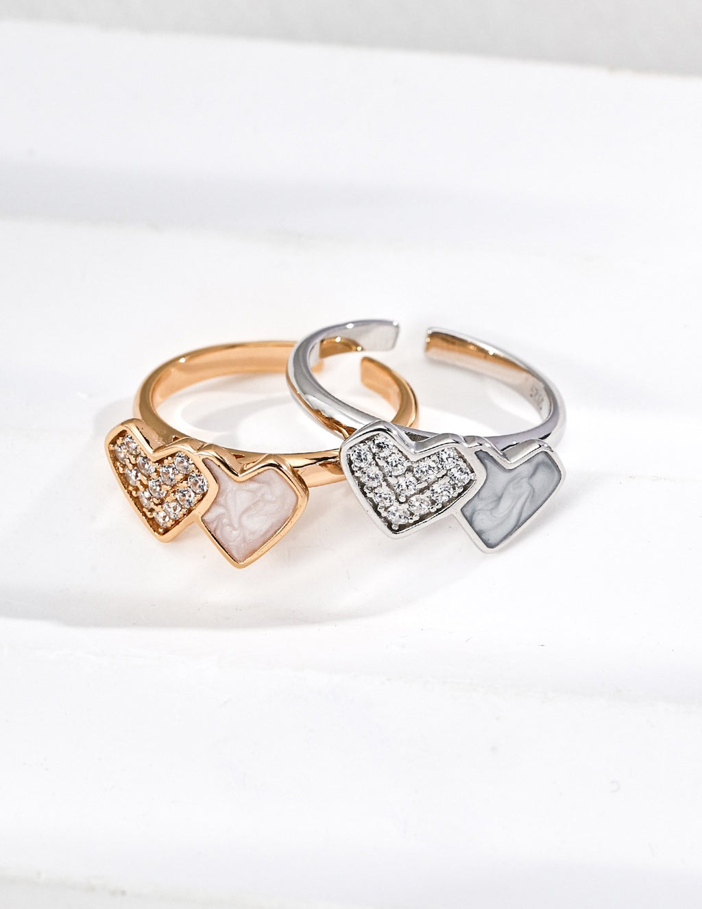 Two Hearts Open Ring