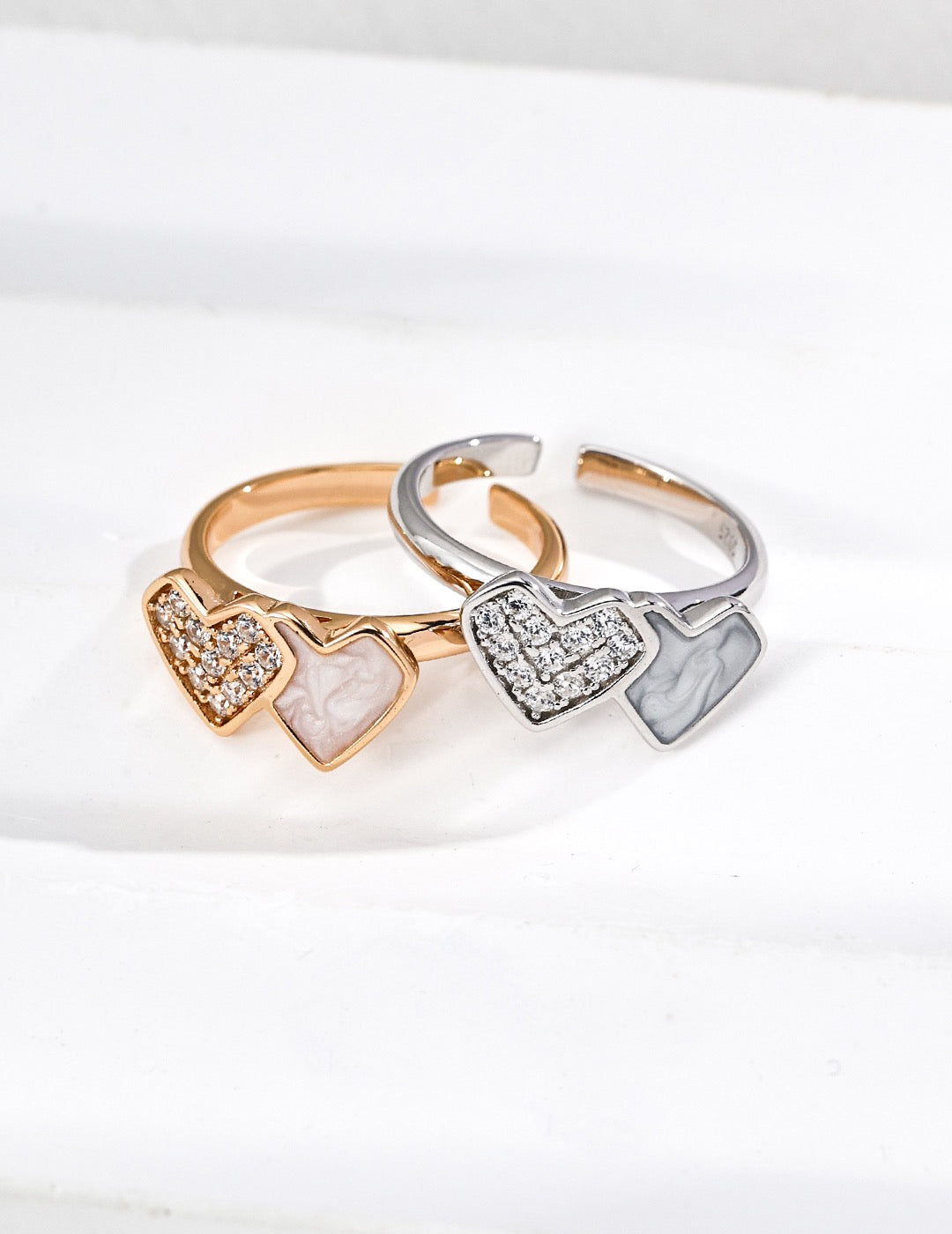 Two Hearts Open Ring