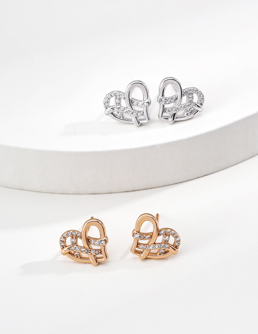 Heart Knot Stud Earrings