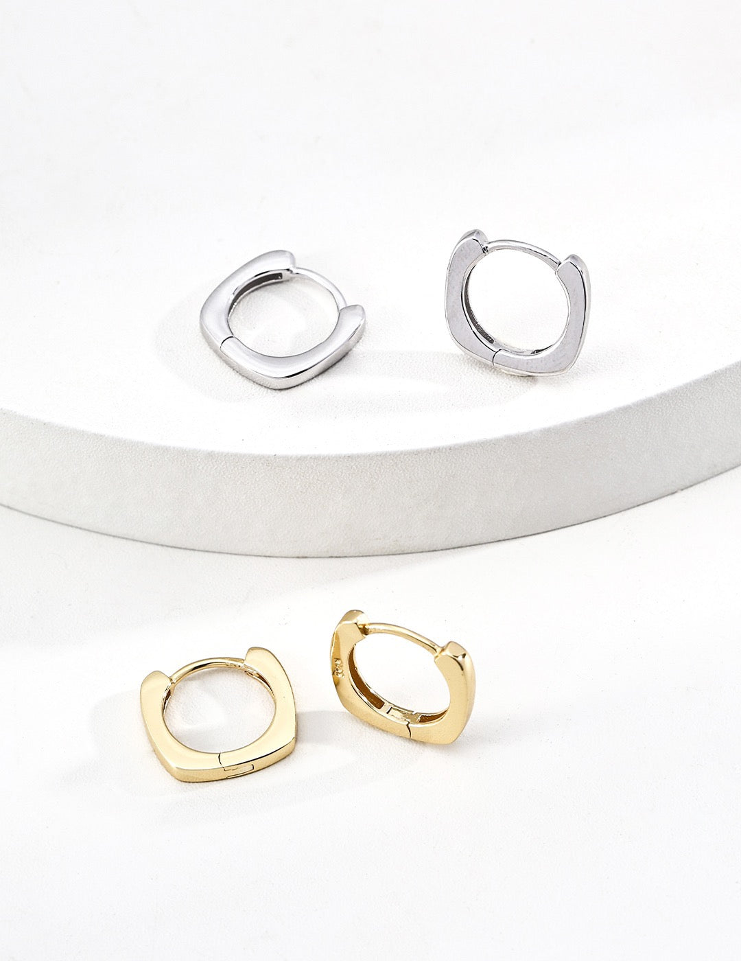 Mini Geometric Huggie Hoop Earrings
