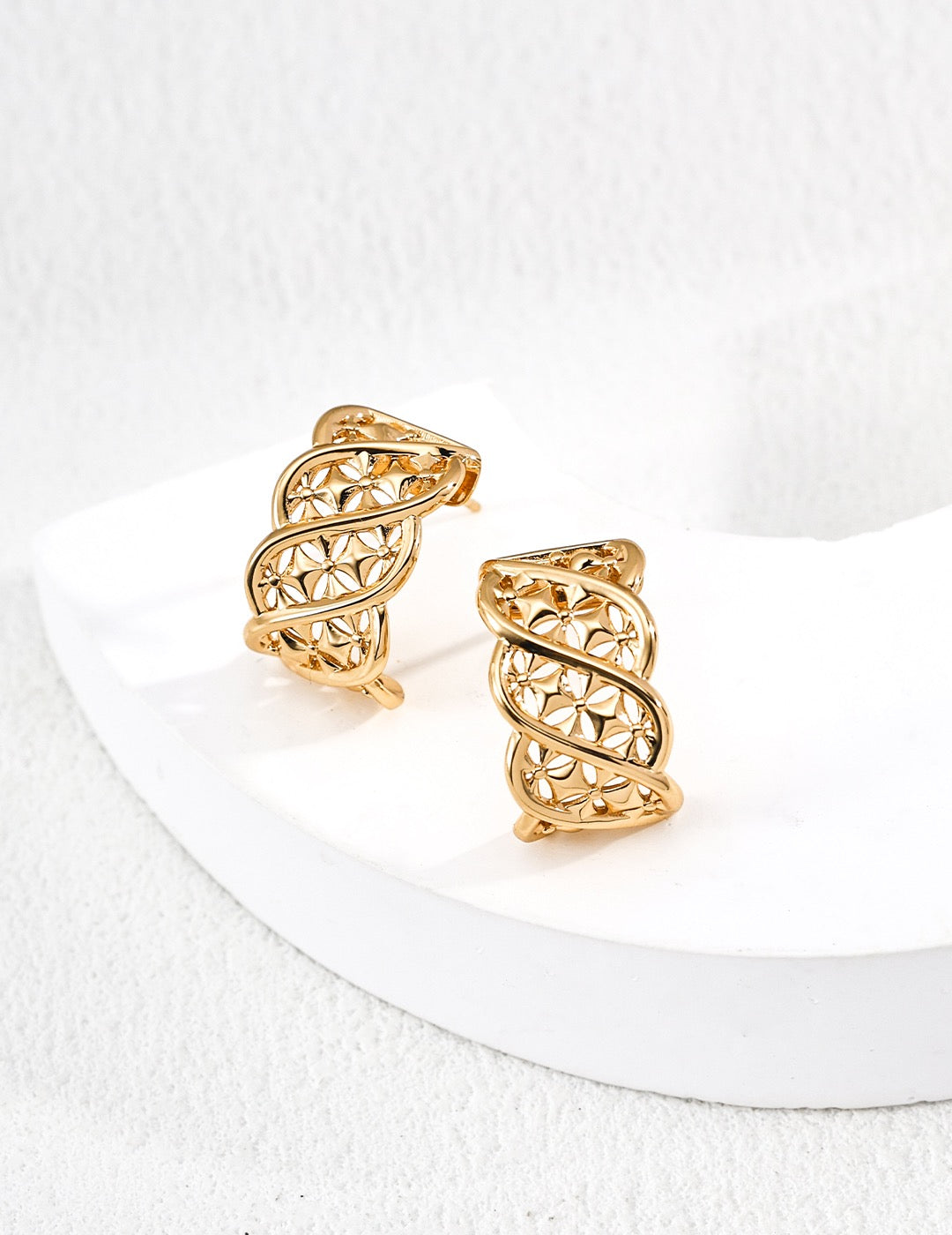 Twisted Filigree Floral Hoop Earrings