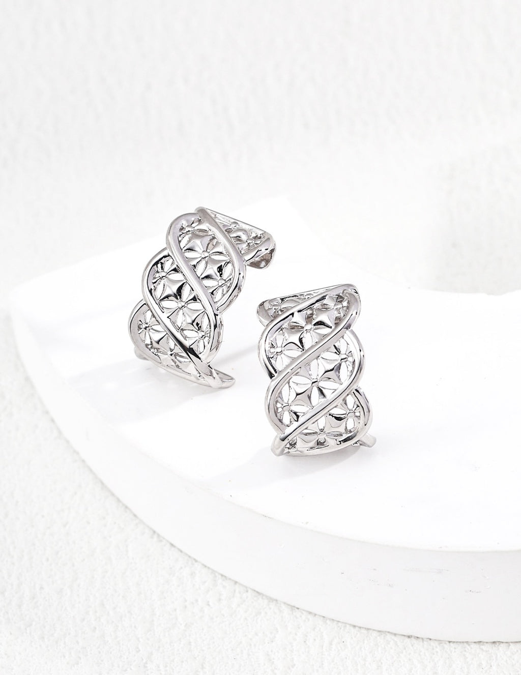 Twisted Filigree Floral Hoop Earrings