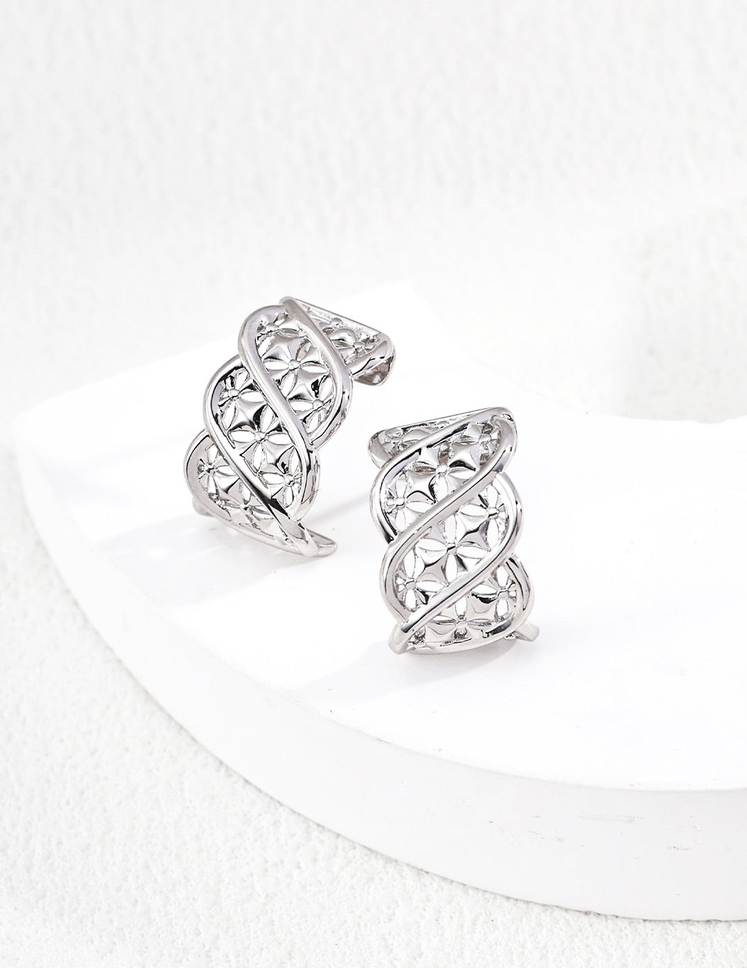 Twisted Filigree Floral Hoop Earrings