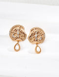 Vintage Medallion Pearl Drop Earrings