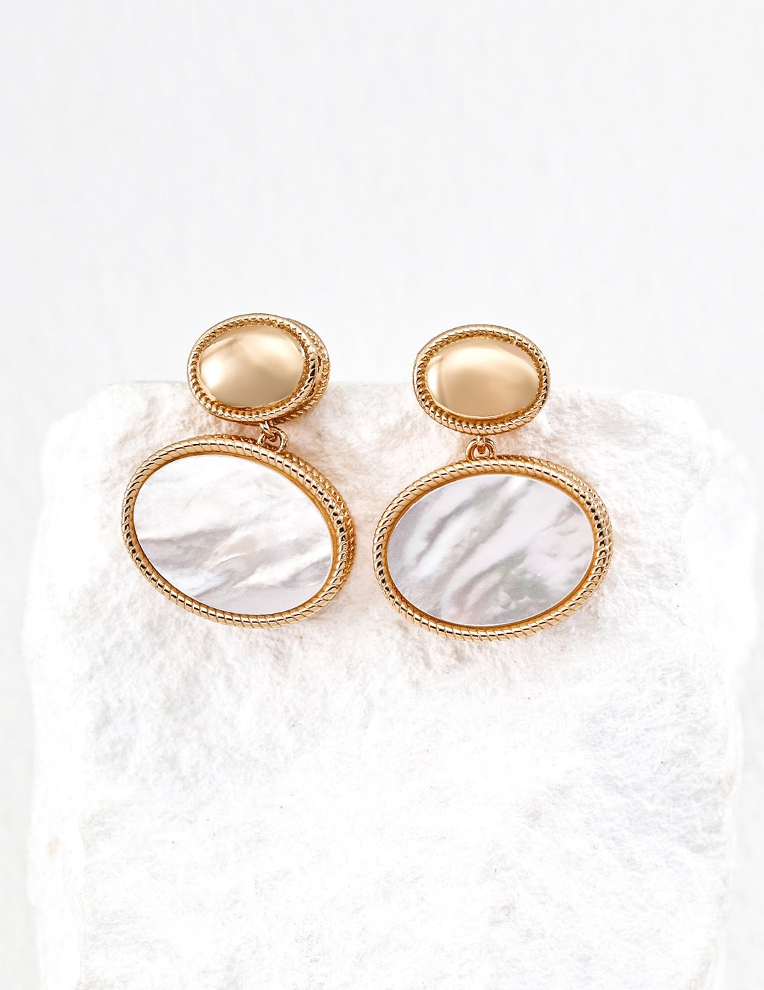 Oval Nacre Drop Earrings