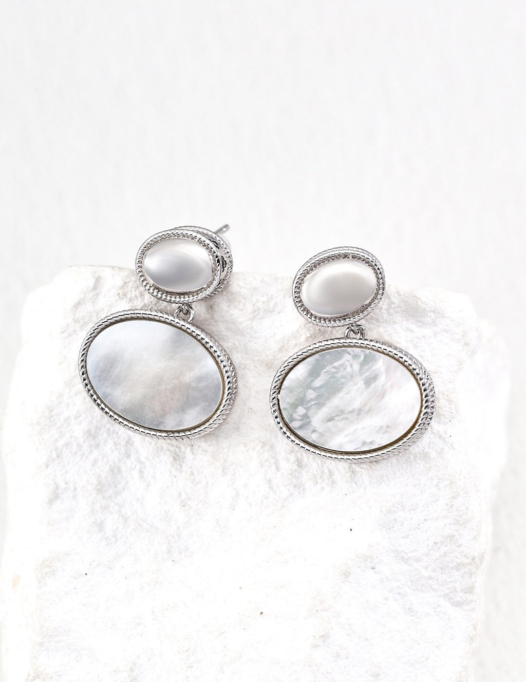 Oval Nacre Drop Earrings