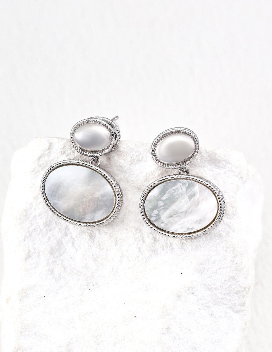 Oval Nacre Drop Earrings