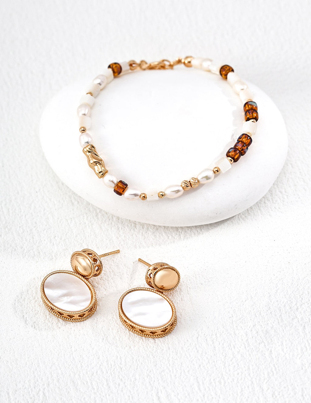 Oval Nacre Drop Earrings