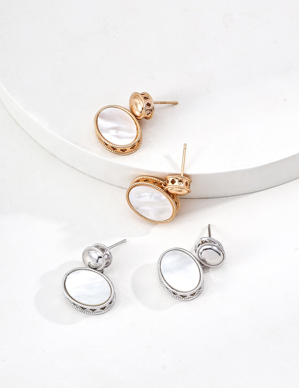Oval Nacre Drop Earrings