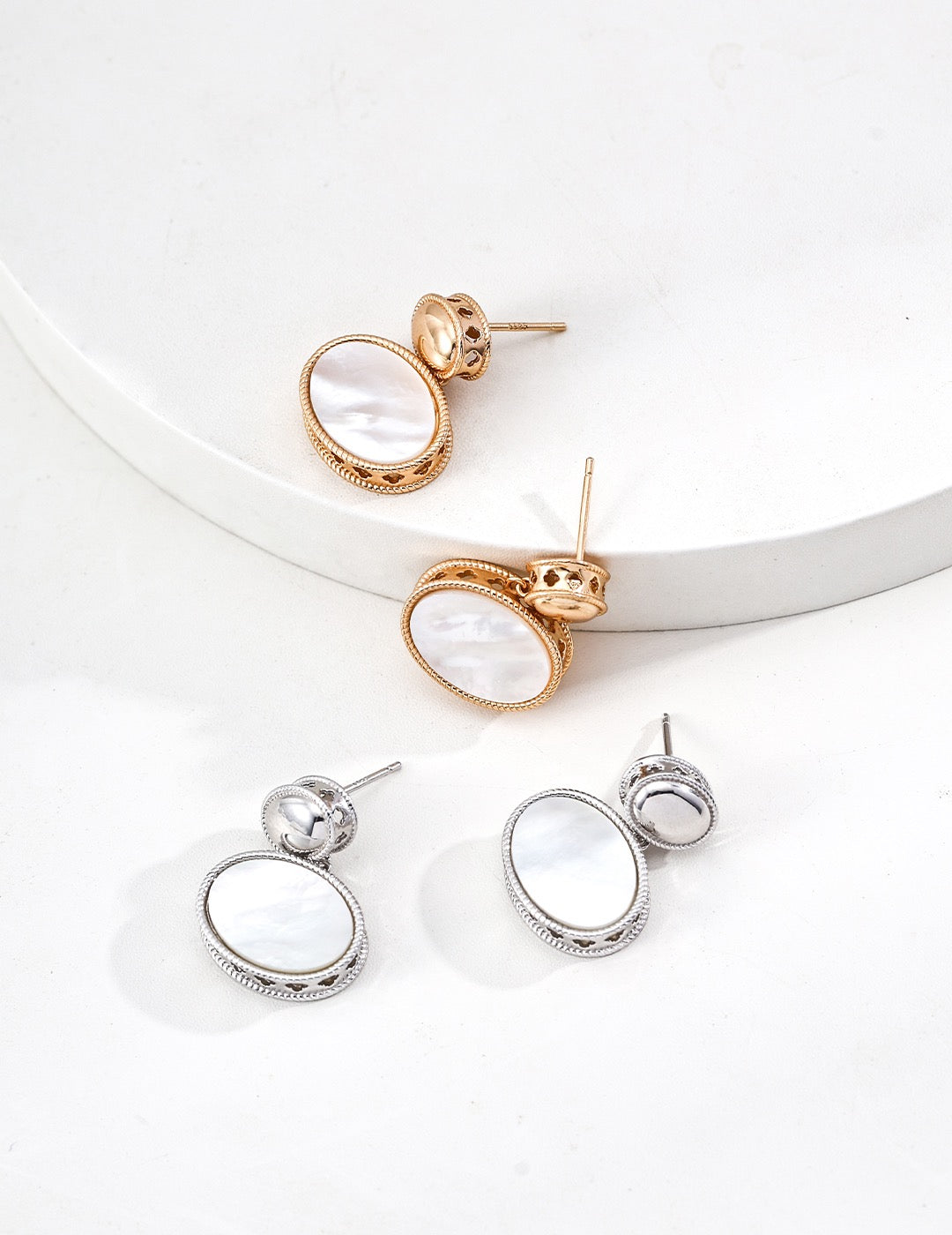Oval Nacre Drop Earrings