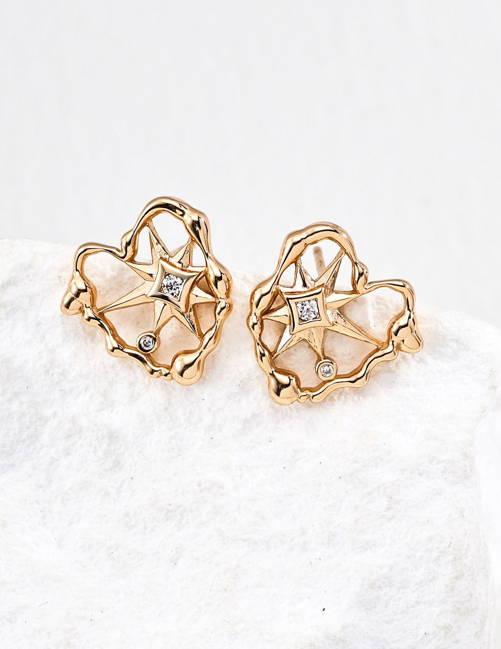 Celestial Star Compass Stud Earrings