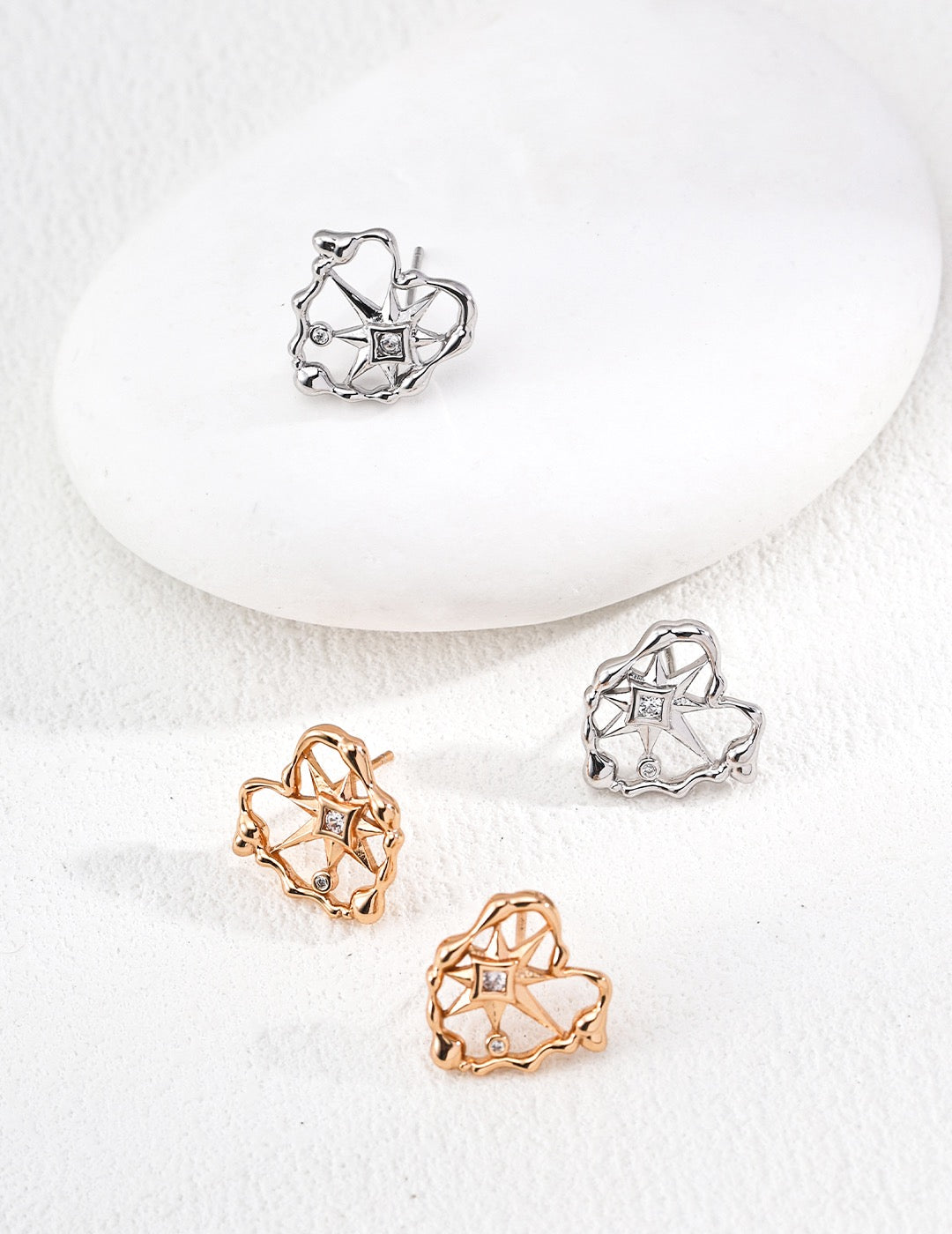Celestial Star Compass Stud Earrings