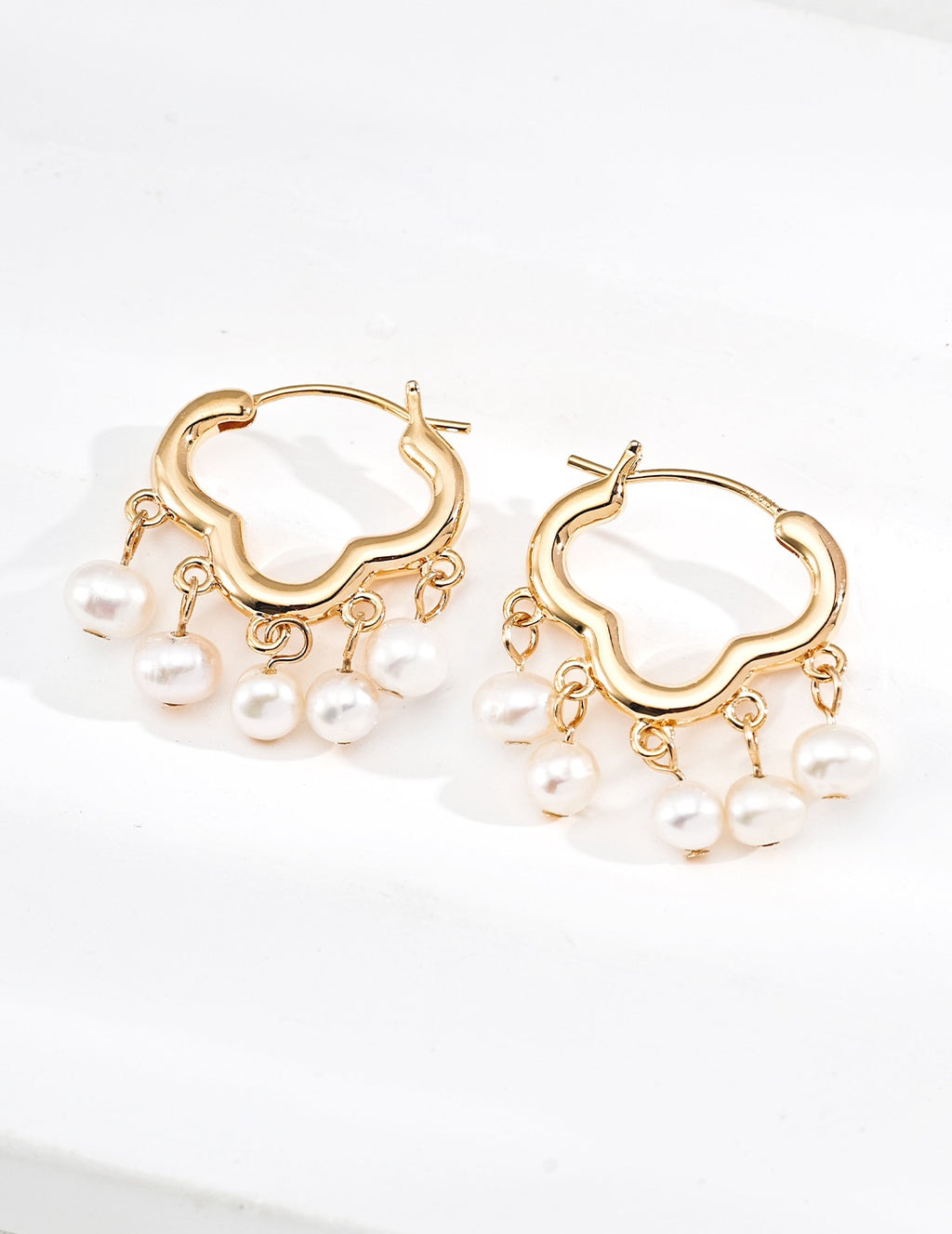 Heart Hoop Pearl Chandelier Earrings