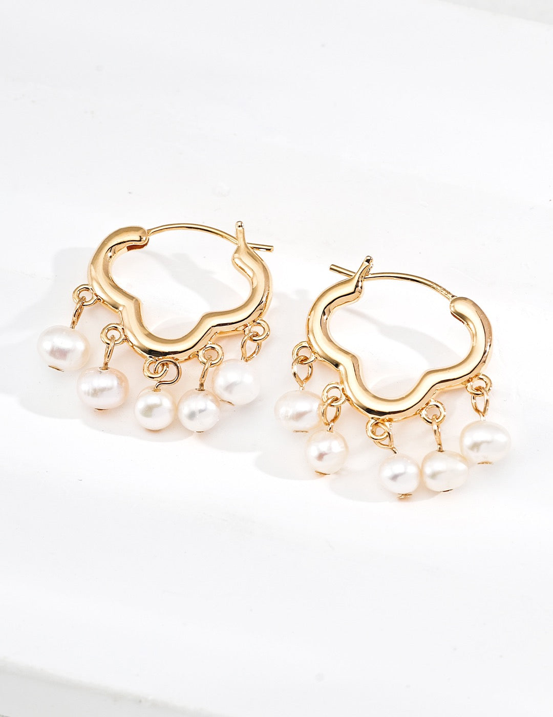 Heart Hoop Pearl Chandelier Earrings