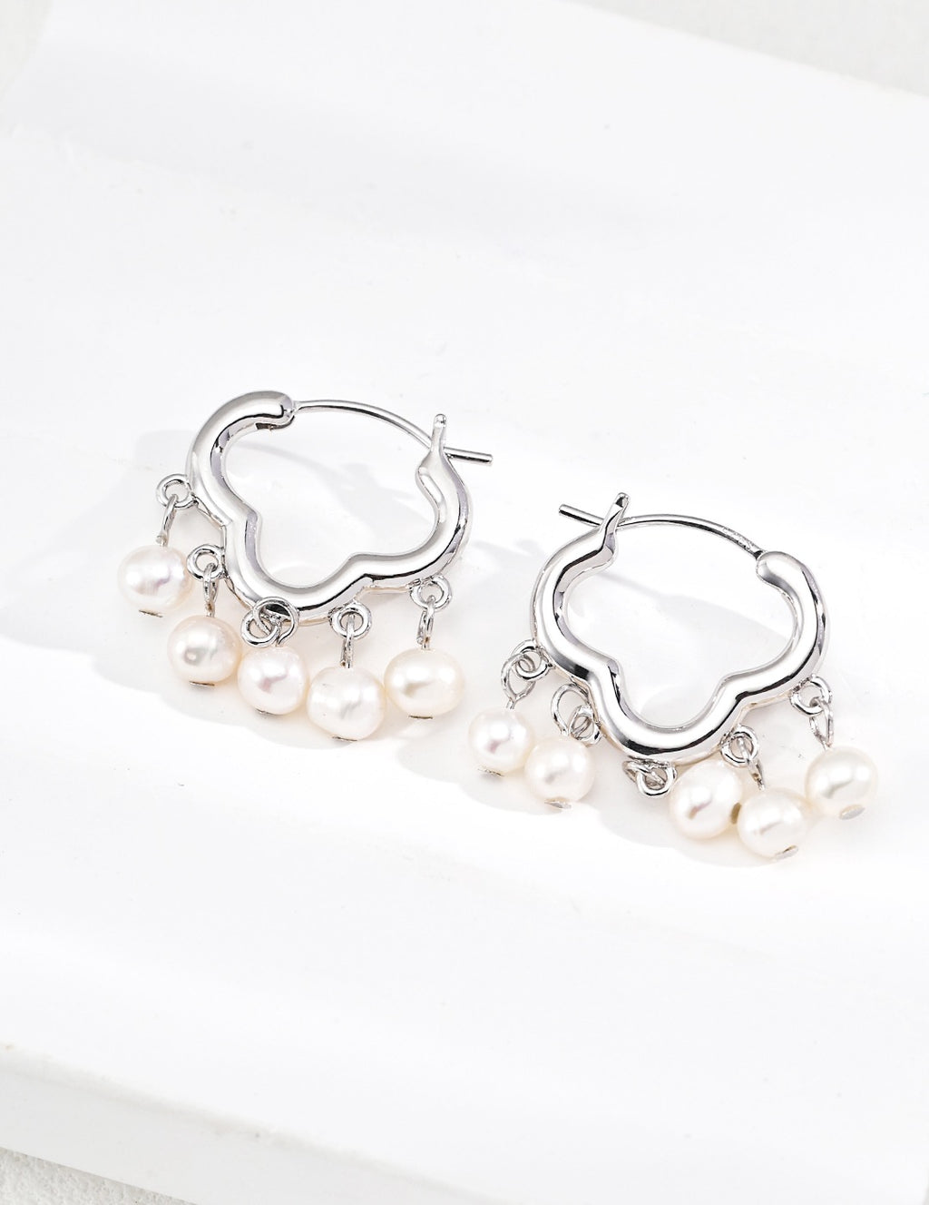 Heart Hoop Pearl Chandelier Earrings