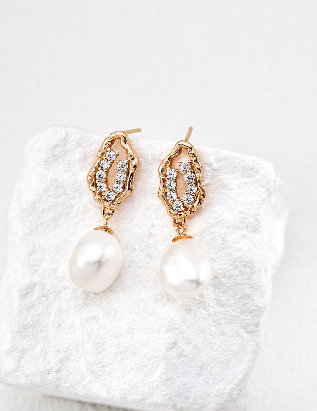 Crystal Grotto Pearl Drop Earrings
