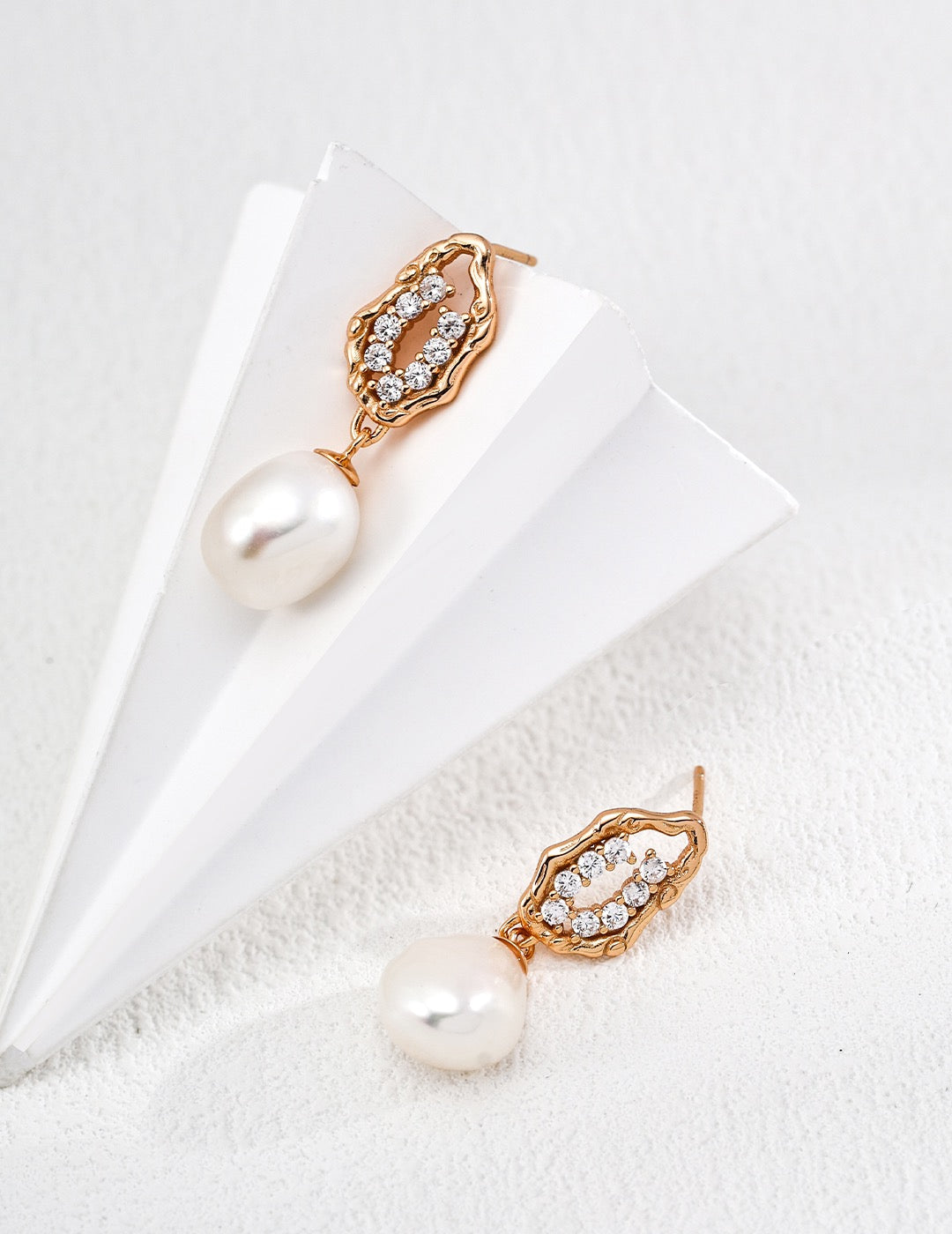 Crystal Grotto Pearl Drop Earrings