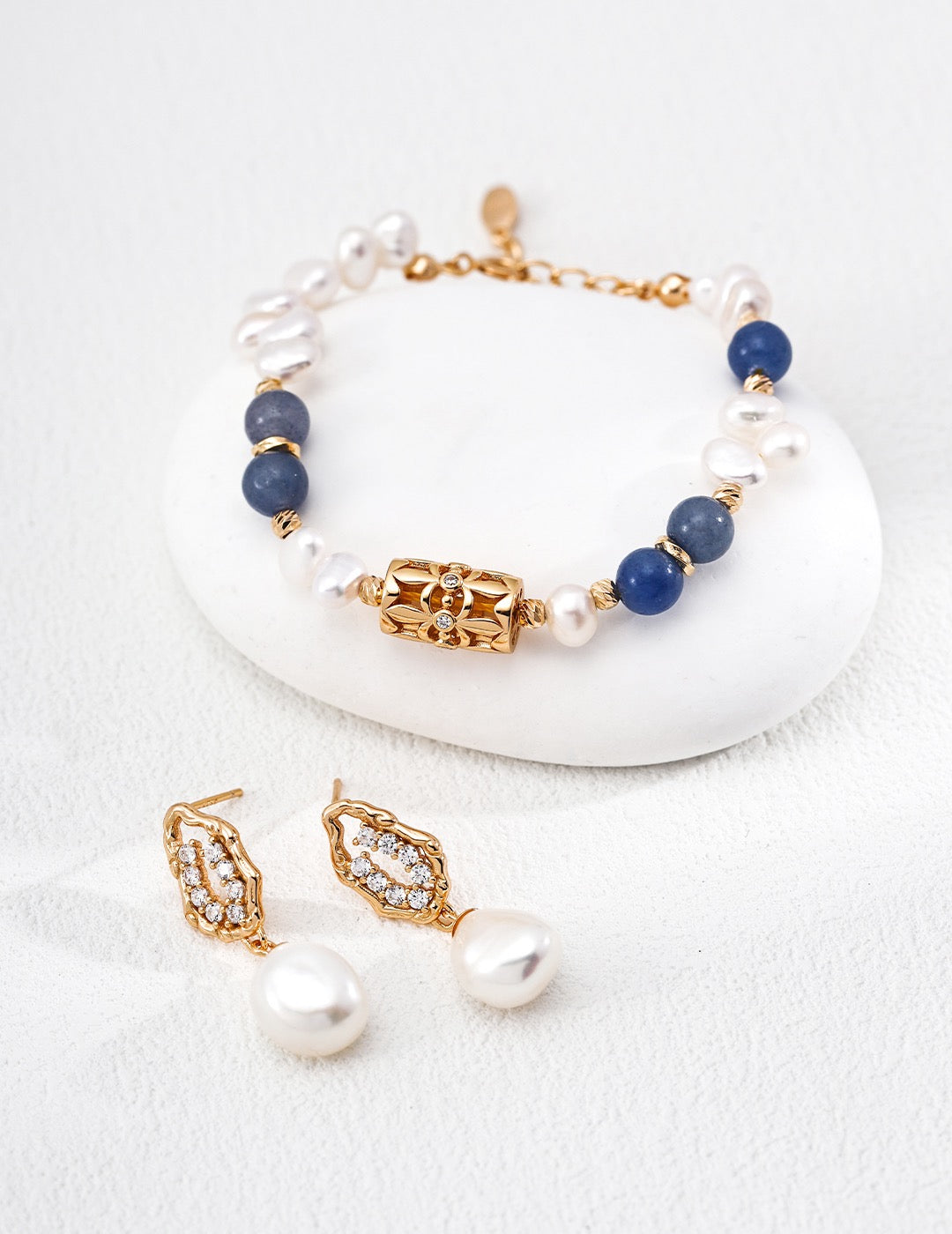 Crystal Grotto Pearl Drop Earrings