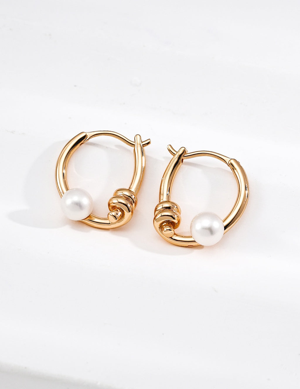 Knotted Pearl Hoop Earrings