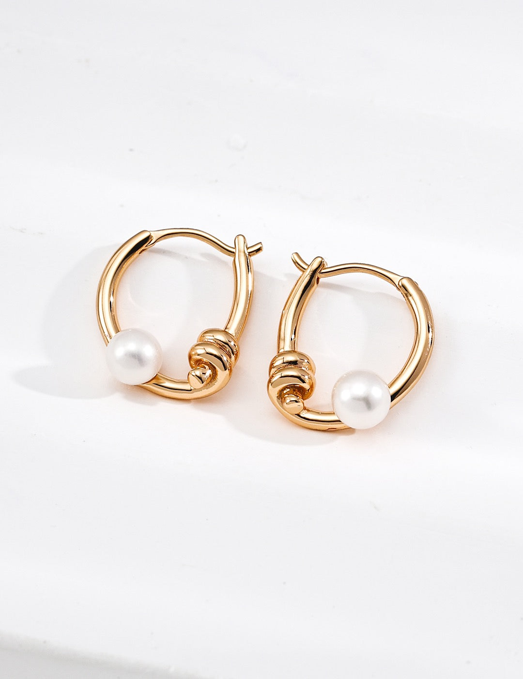 Knotted Pearl Hoop Earrings