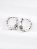 Knotted Pearl Hoop Earrings