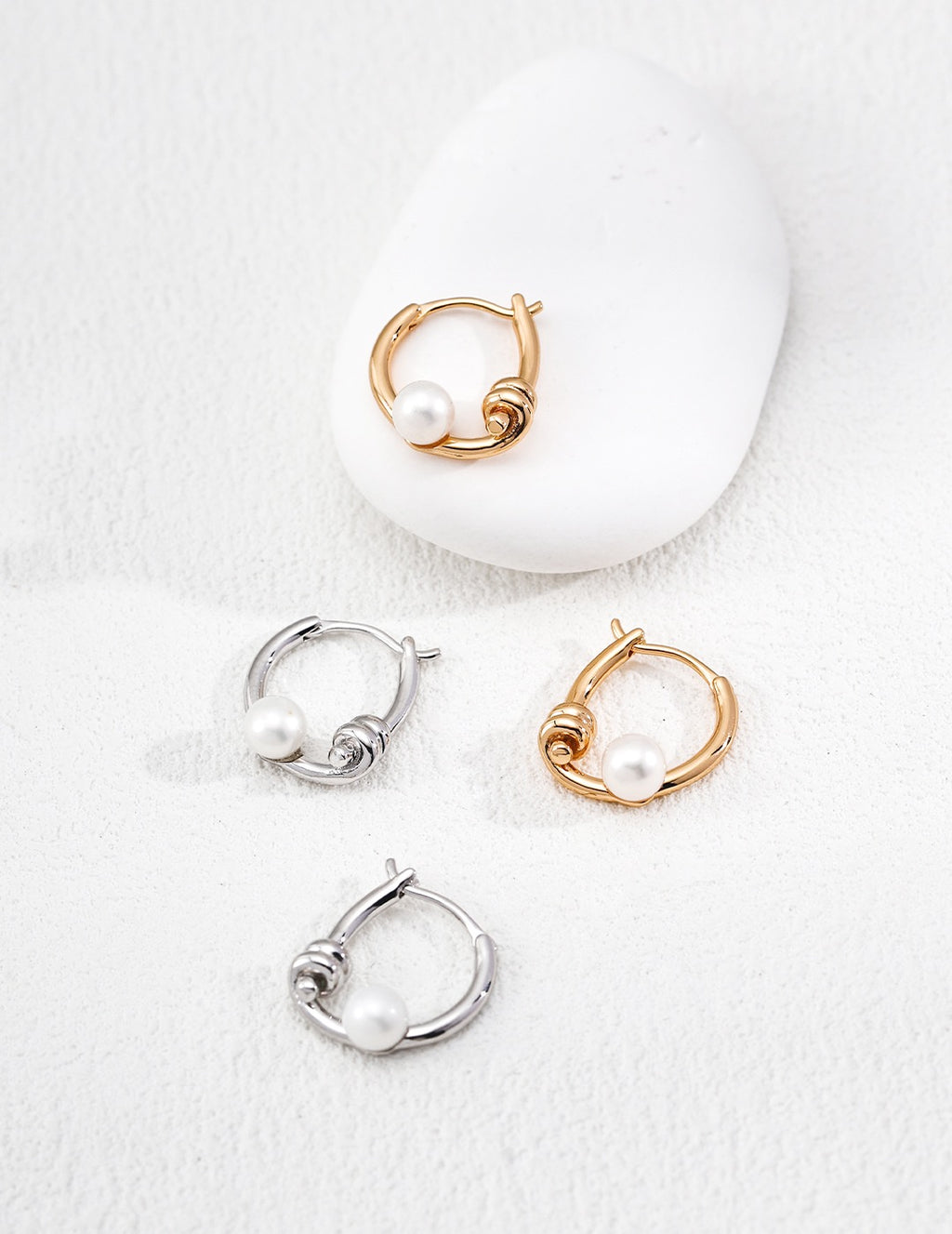 Knotted Pearl Hoop Earrings