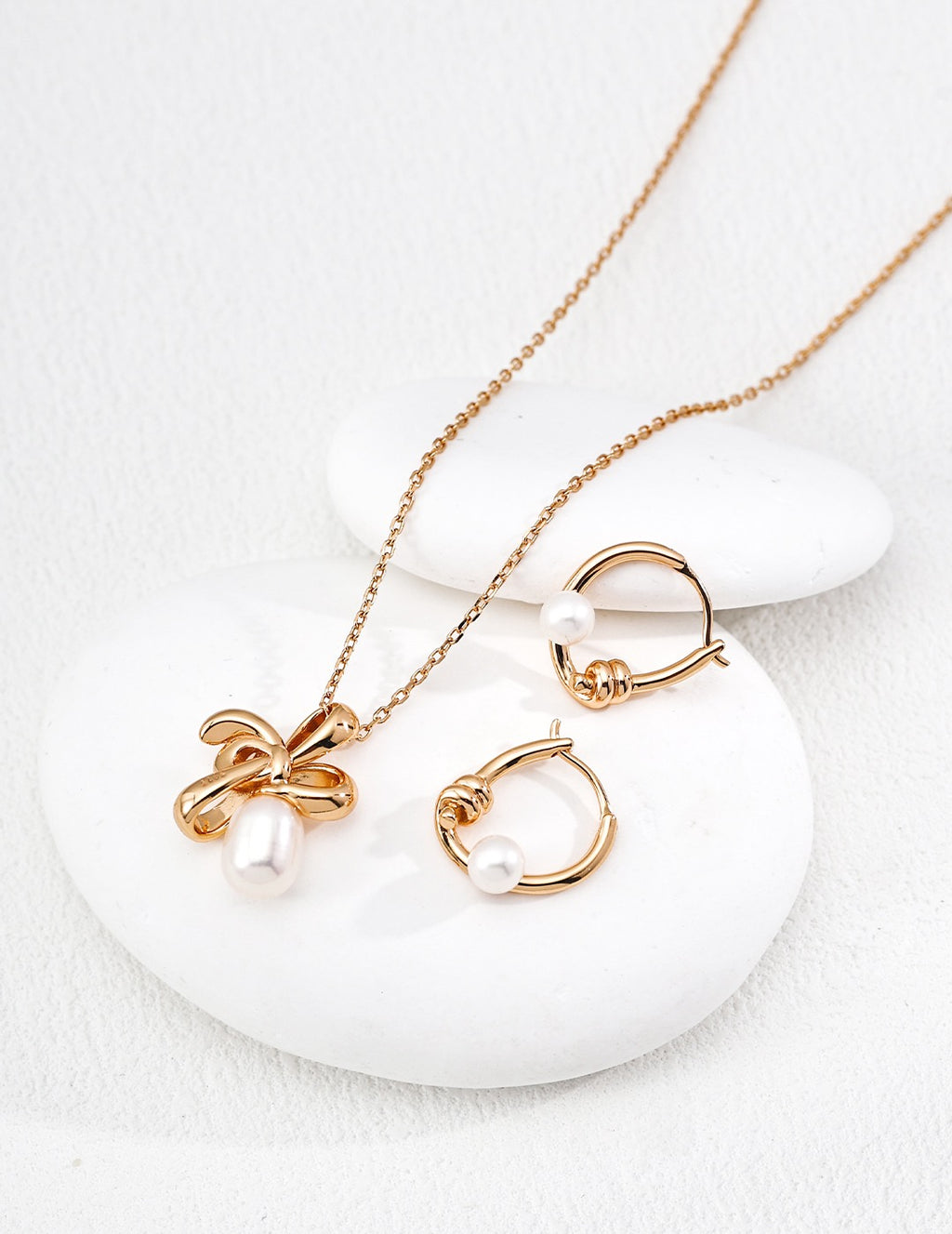 Knotted Pearl Hoop Earrings