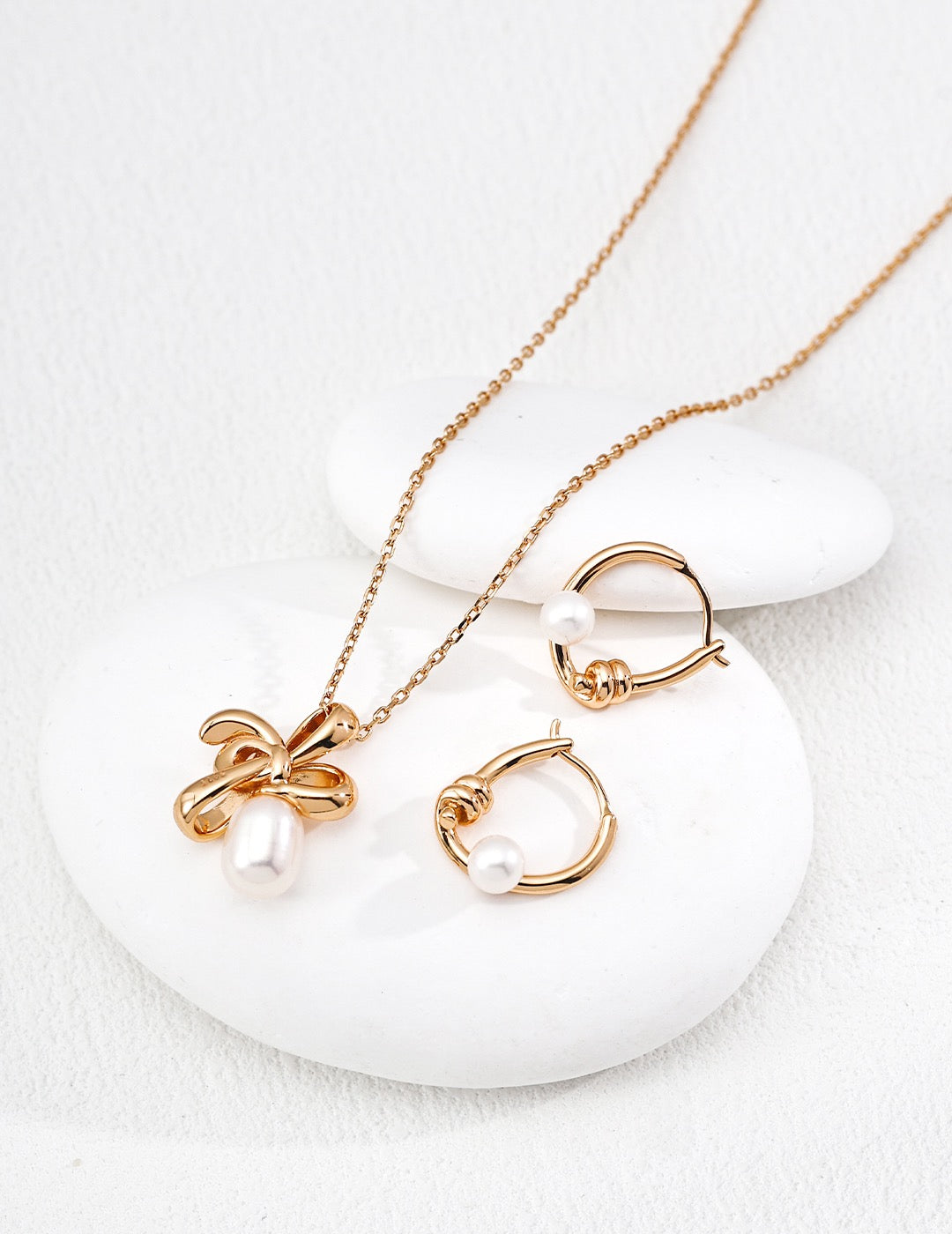 Knotted Pearl Hoop Earrings